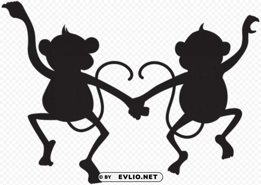 cute monkeys silhouette PNG for blog use