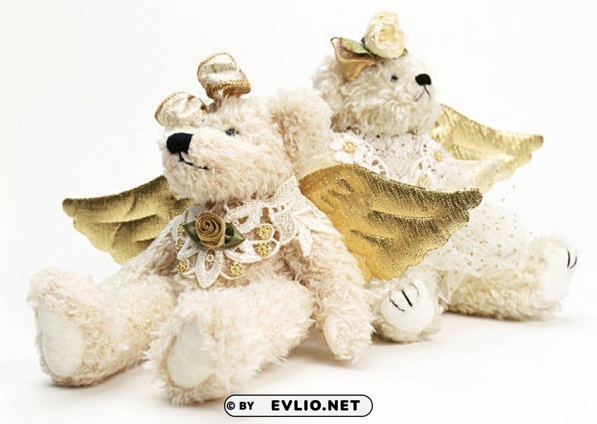 white angels teddy bears PNG transparent designs for projects