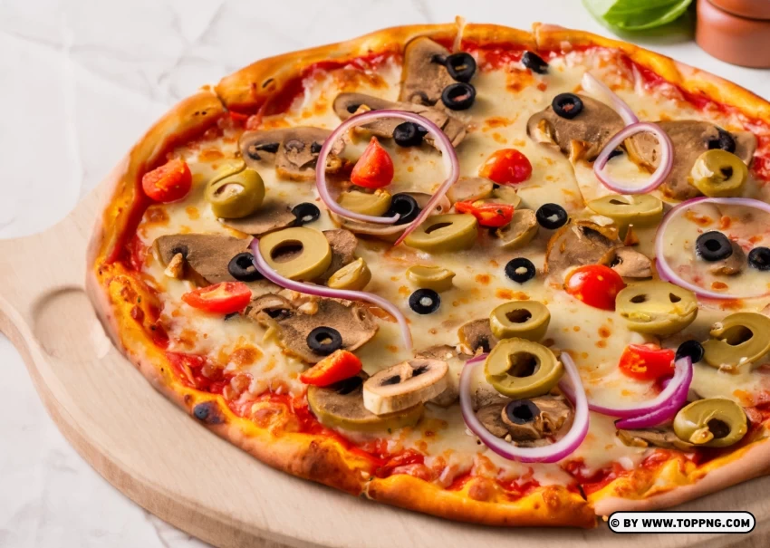 Delicious Rustic Vegetarian Pizza Hot Italian Cuisine photo Isolated PNG Element with Clear Transparency