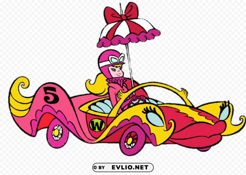penelope pitstop driving compact pussycat PNG for business use