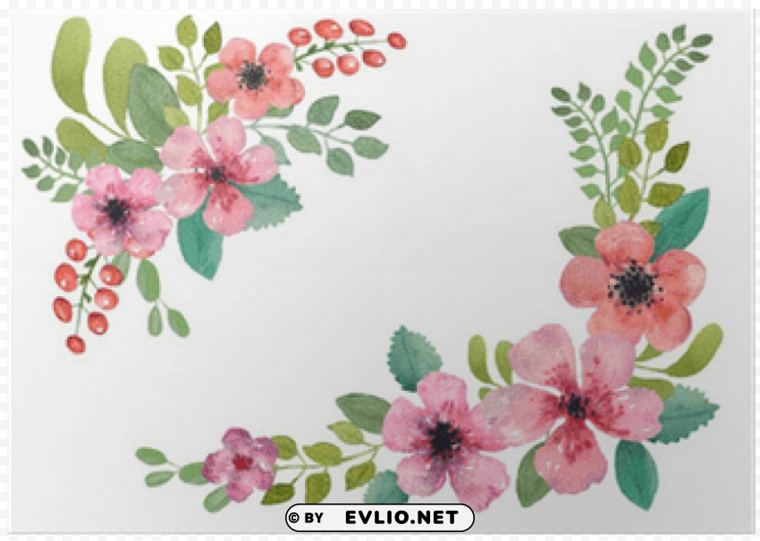 Watercolor Floral Border Square Isolated Item On Transparent PNG