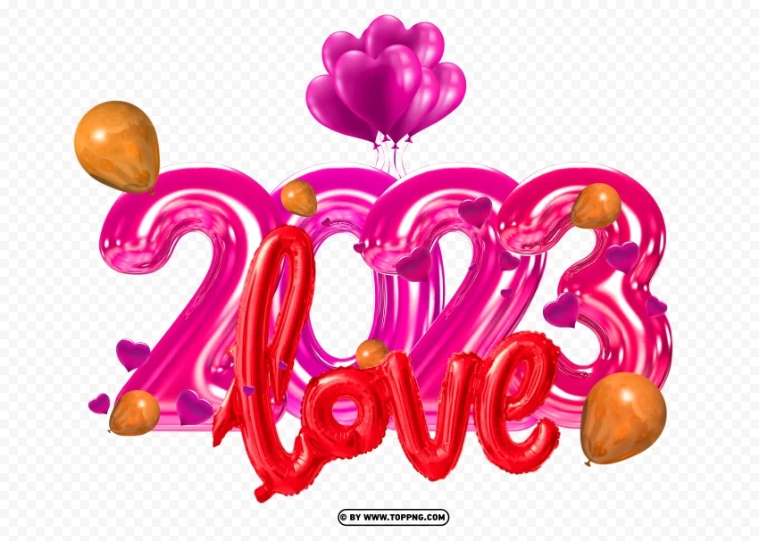 2023 happy valentines day pink design with love balloon Isolated Item on HighQuality PNG