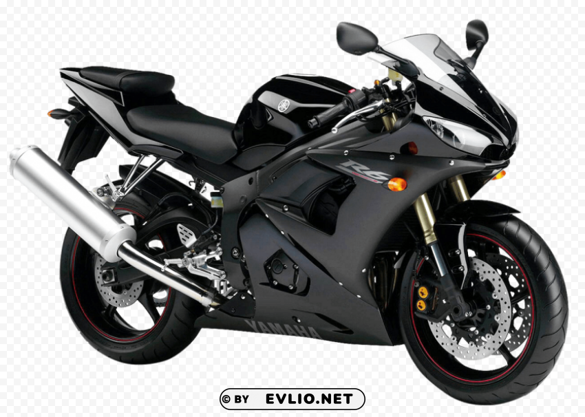 Black Yamaha YZF R6 Sport Motorcycle Bike HighQuality Transparent PNG Isolated Object