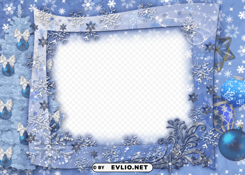 blue christmas photo frame with snowflakesl Transparent Background PNG Isolation background best stock photos - Image ID c50398c1