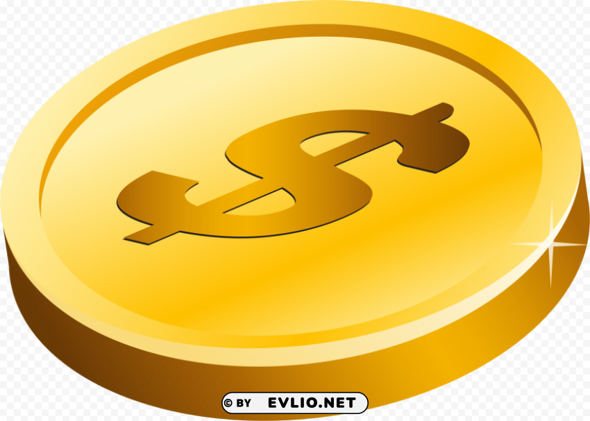 gold dollar Isolated Item on Transparent PNG Format