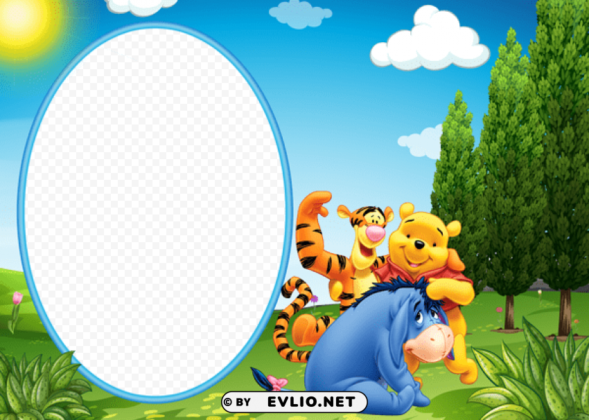 winnie the pooh eeyore and tigerkids frame HighResolution PNG Isolated on Transparent Background