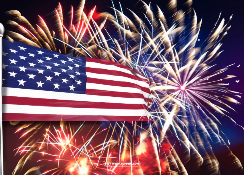 American Flag Fireworks High Quality PNG for online use