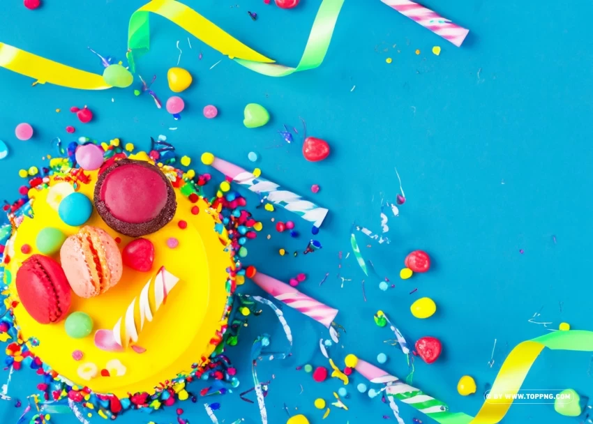 Birthday Cake with Colorful Frosting High Quality Photo PNG with no bg