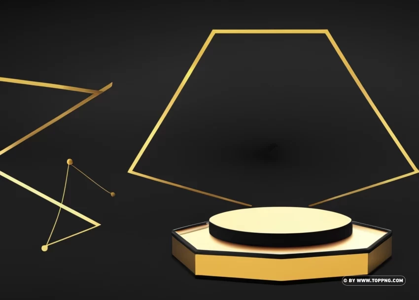 Black Gold Color Stage Camera Polygon Background PNG files with transparent canvas collection
