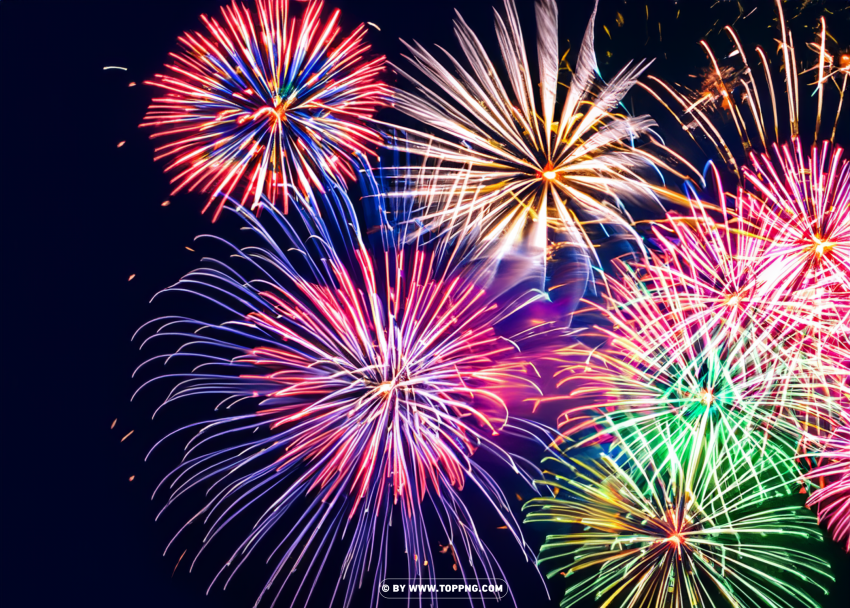 Brilliant Night Sky HD Firework Background with Dazzling Colors Isolated PNG Item in HighResolution