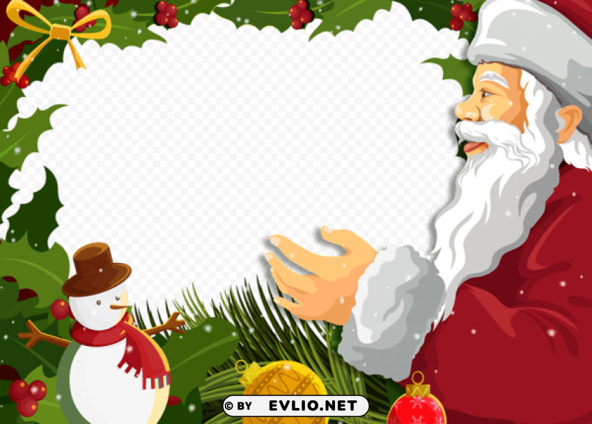 christmas photo frame with santa claus PNG pictures without background