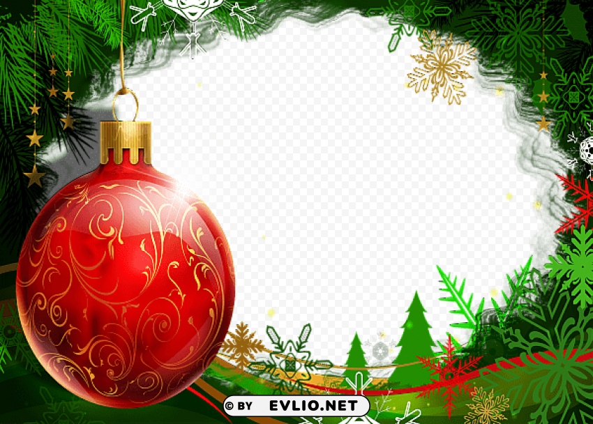 christmas frame with red christmas ball Transparent PNG graphics bulk assortment