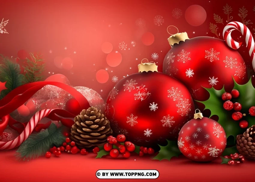 Classic Red Christmas Banner Background PNG Isolated Design Element with Clarity