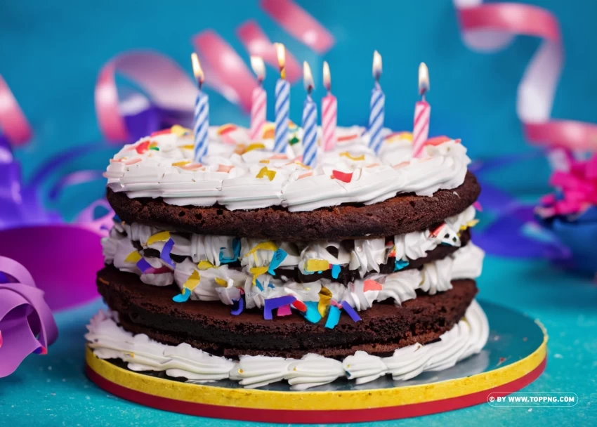 Colorful Birthday Party With Cake High Quality Image PNG With Transparent Bg