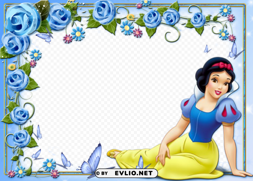 cute kids princess snow white frame Isolated Graphic on Clear Transparent PNG