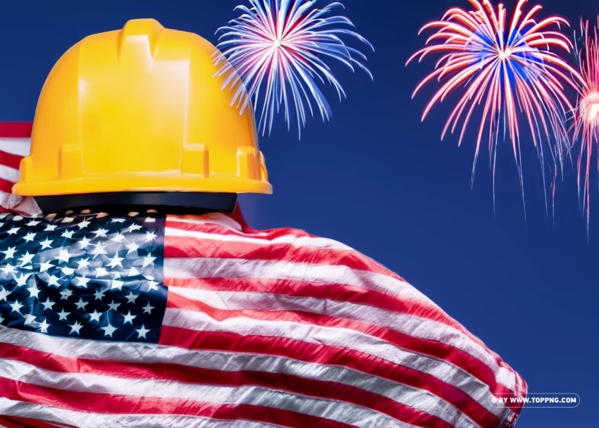 Dazzling usa Labor Day Fireworks Illuminating the Engineer's Helmet Background PNG files with clear backdrop collection - Image ID f8d50df2