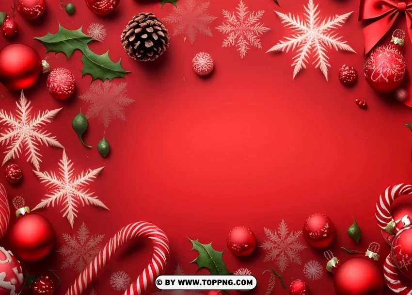 Deep Red Christmas Banner PNG Pictures With No Background Required