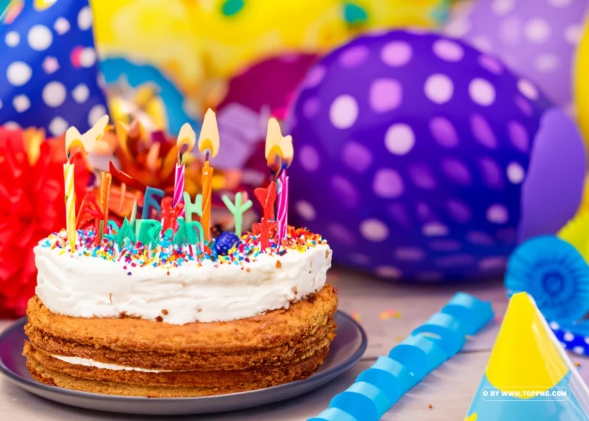 Delicious Birthday Cake with Candles HD Image Transparent art PNG