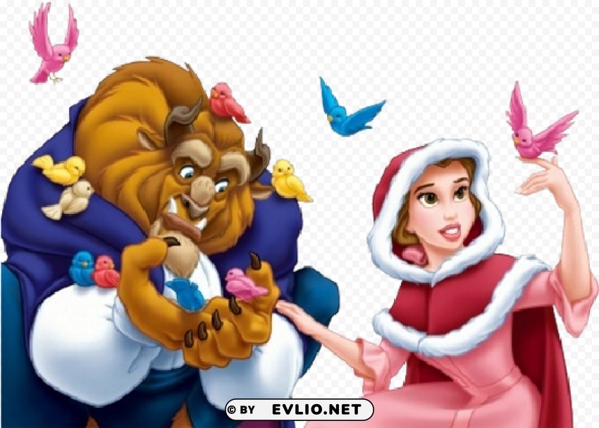 disney princesses clipart christmas - beauty and the beast PNG images without licensing