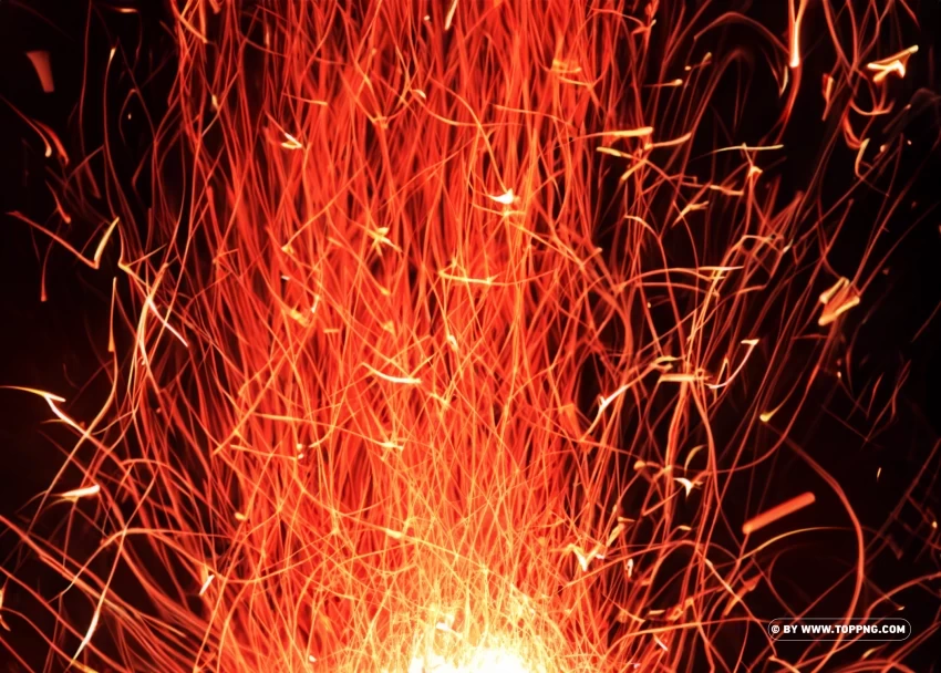 Dynamic Red Fire Particles and Sparkles on a Transparent Background PNG Graphic with Isolated Transparency