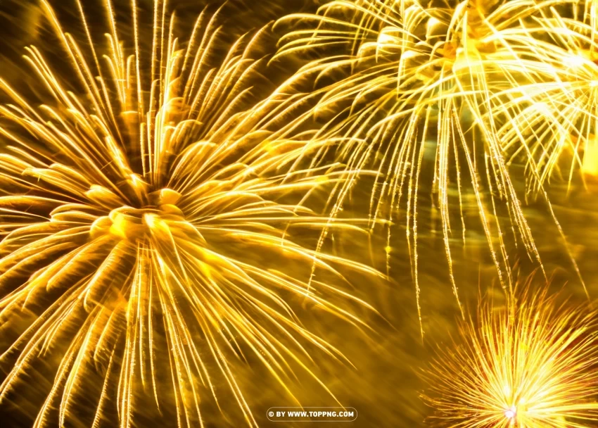 Exquisite HD Gold Firework Background Isolated Subject with Transparent PNG