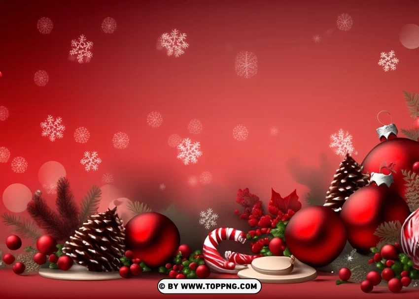 Festive Dark Red Christmas Banner PNG Isolated Illustration with Clear Background