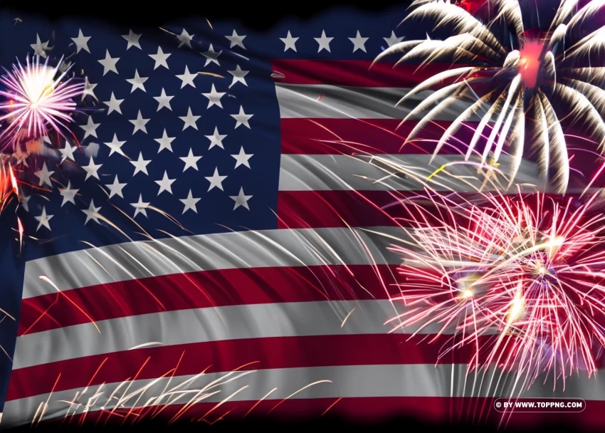 Firework and USA Flag Background to Celebrate 4th July Independence Day PNG images without watermarks - Image ID 73336e11