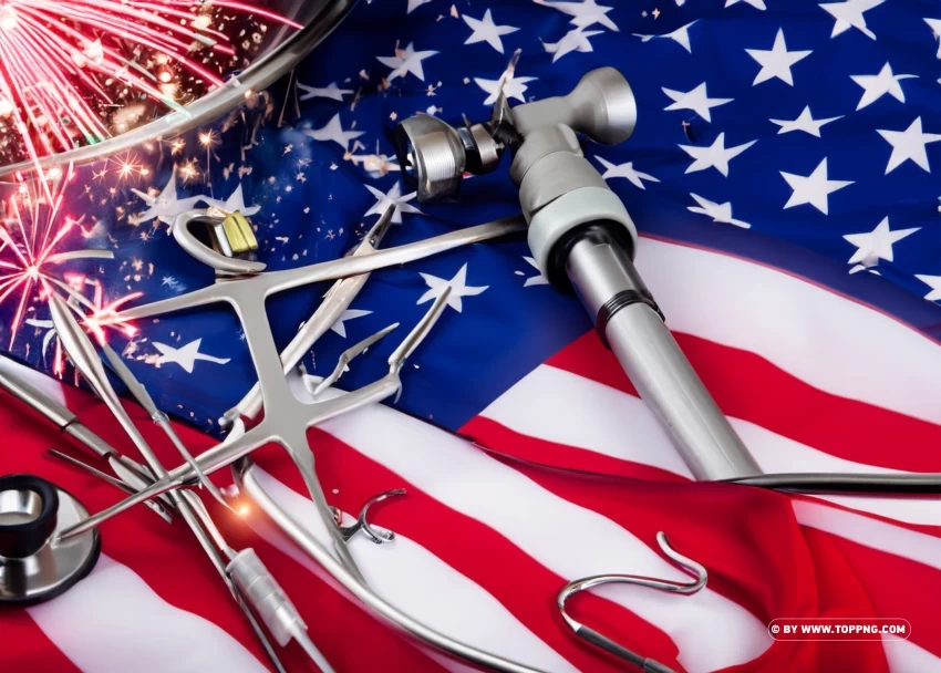 fireworks Labor Day with Medical tools an American flag PNG files with no background wide assortment