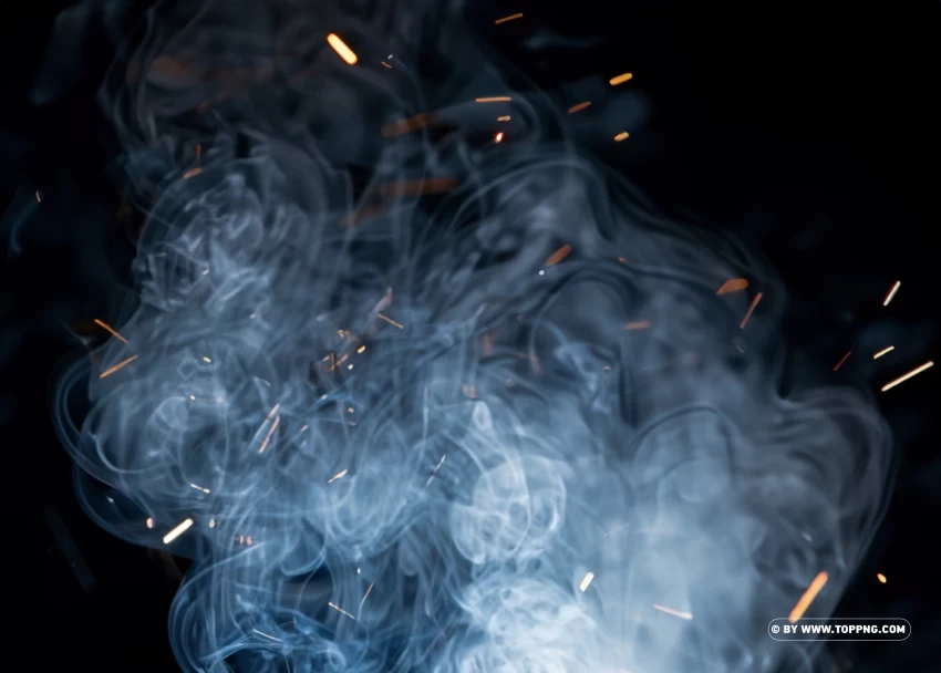 Free Floating Sparks and Fire Particles with Smoke Background PNG Graphic with Isolated Clarity