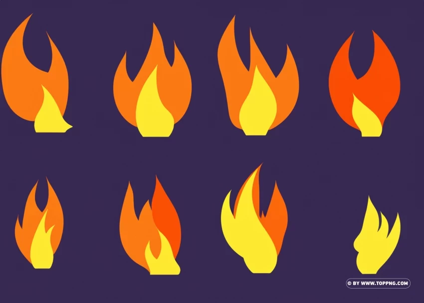 Free vector realistic fire and torch flame clip art PNG images with alpha transparency diverse set