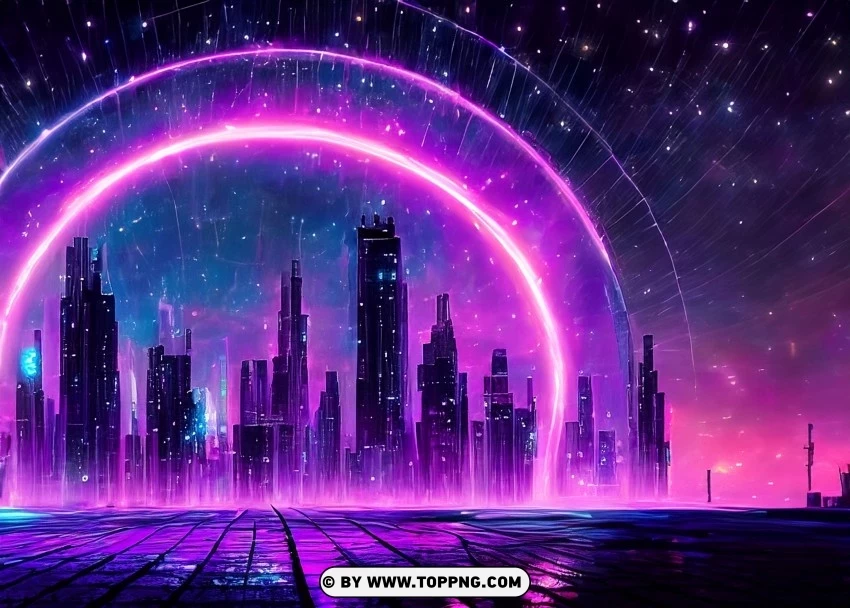 Futuristic Urban Glow with Vibrant Purple Ring Illumination Wallpaper Flare Isolated Item on HighResolution Transparent PNG