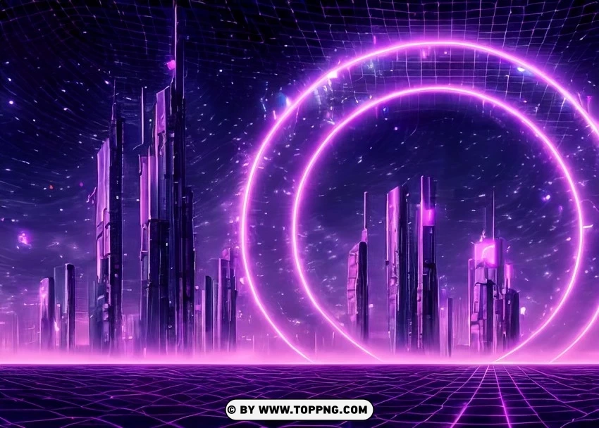 Futuristic Urban Glow with Vibrant Purple Ring Illumination Wallpaper Flare Isolated Subject in HighQuality Transparent PNG