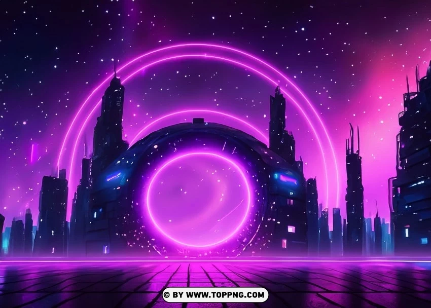 Glowing Techno Cityscape boasting Mesmerizing Purple Glow Wallpaper Flare PNG clip art transparent background