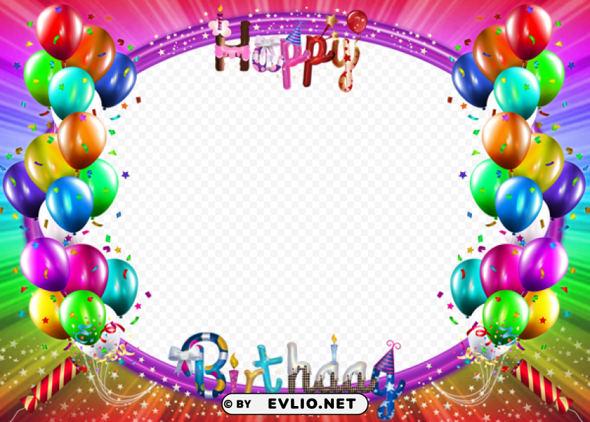 Happy Birthday Colorful Frame PNG With Transparency And Isolation