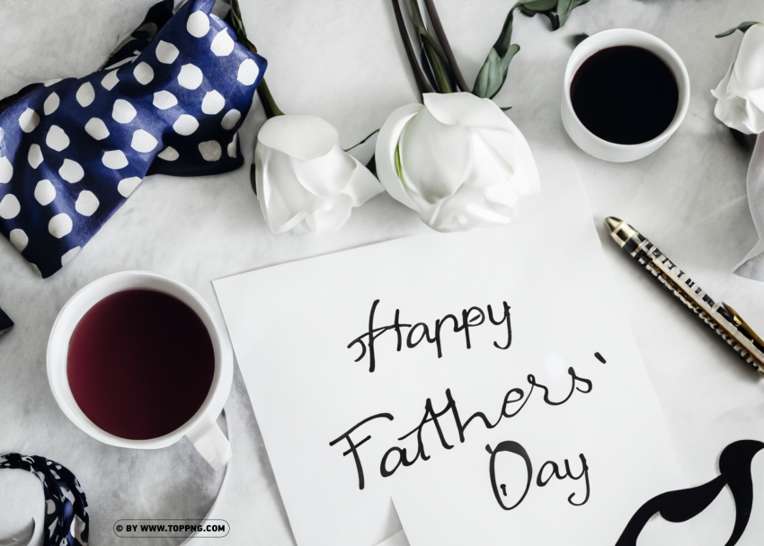 Happy Fathers Day Greeting With Hand Written Background Isolated Object with Transparency in PNG