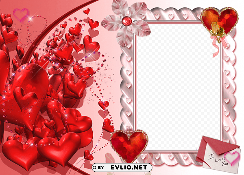 i love you heart frame red Transparent PNG download