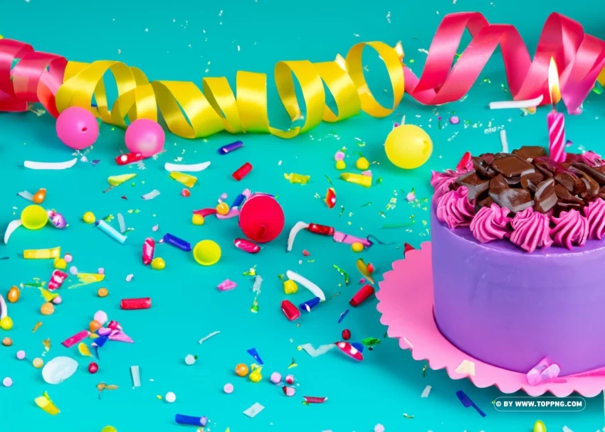 Joyful Birthday Party With Cake Vibrant Transparent Background PNG Clipart