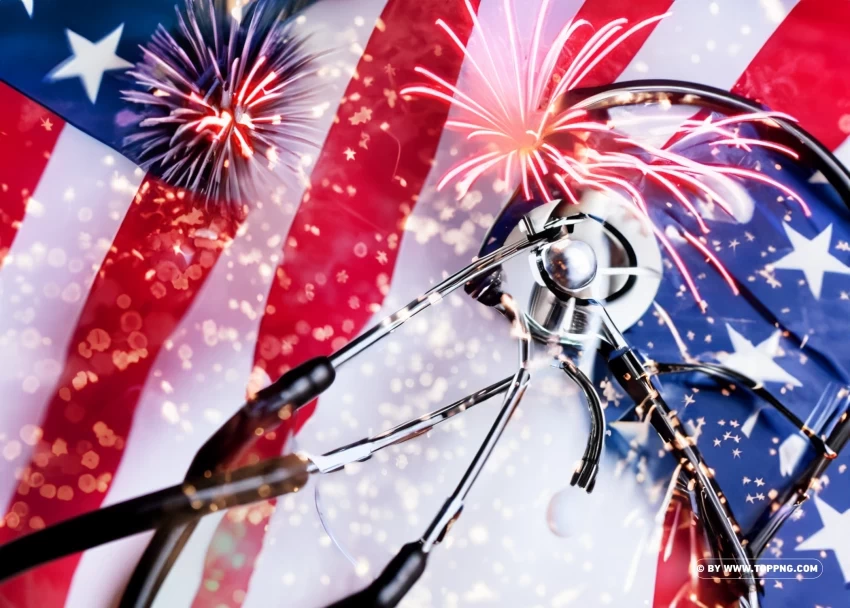 Labor Day Celebration Fireworks Stethoscope American Flag PNG files with no background bundle