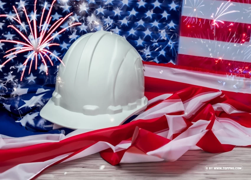 Labor Day Sparkle Celebrating with Fireworks and Engineer's Helmet PNG files with clear background variety