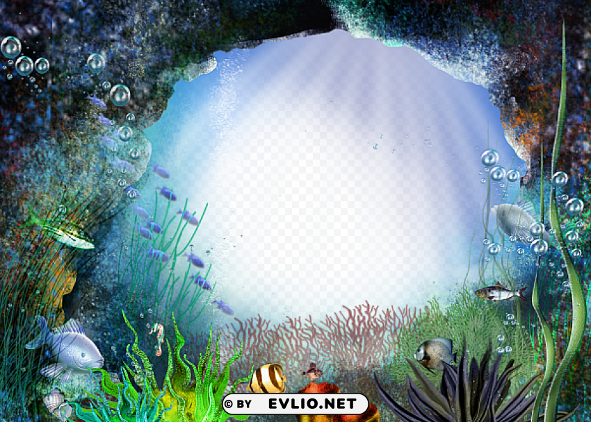 large transparent frame seabed Clear Background PNG Isolated Element Detail