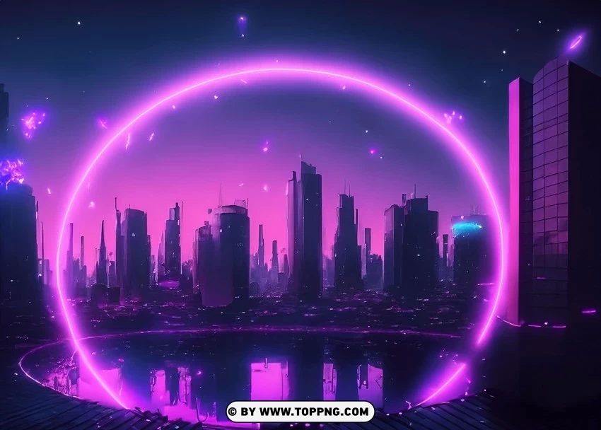 Luminous Cyber Cityscape Enigmatic Purple Glow Wallpaper Flare Isolated Subject with Clear Transparent PNG