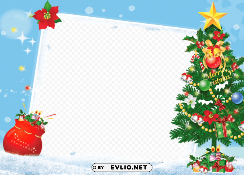 merry christmas frame with christmas tree Transparent background PNG images comprehensive collection