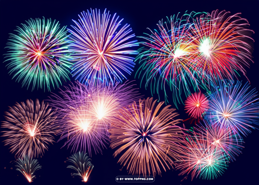 New Year's Eve fireworks Image Isolated Icon with Clear Background PNG - Image ID 3244944b