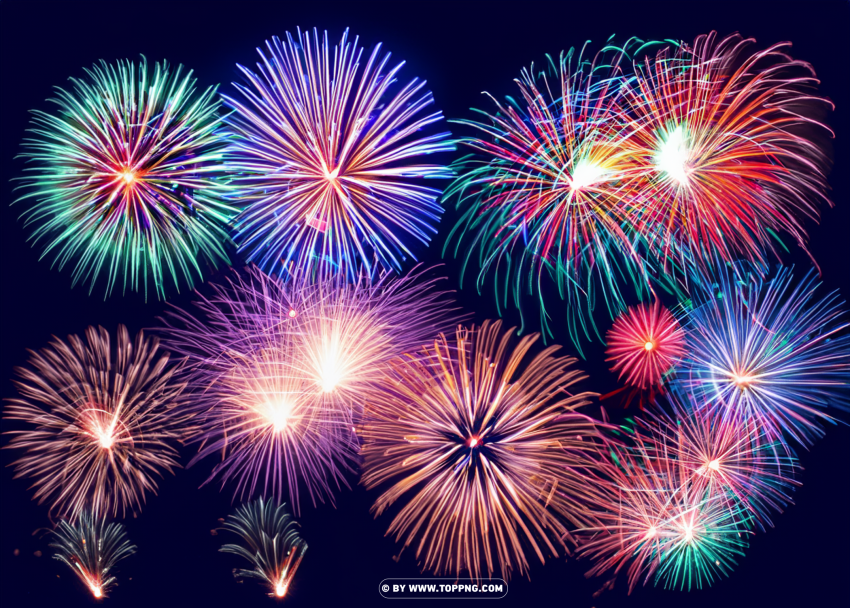 New Year's Eve fireworks Image Isolated Icon with Clear Background PNG