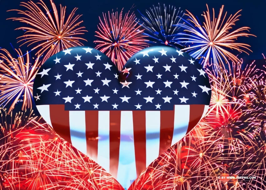 Patriotic Heart Flag Images Show Love for USA on 4th of July Transparent PNG graphics archive