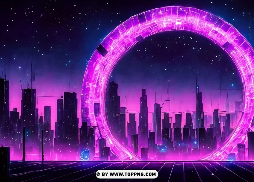 Radiant Futurist City showcasing Mesmerizing Purple Neon Light Display Wallpaper Flare Isolated Object in HighQuality Transparent PNG