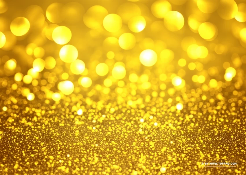 Radiant Gold Glitter Overlay Bokeh Effect Image Transparent PNG Object with Isolation