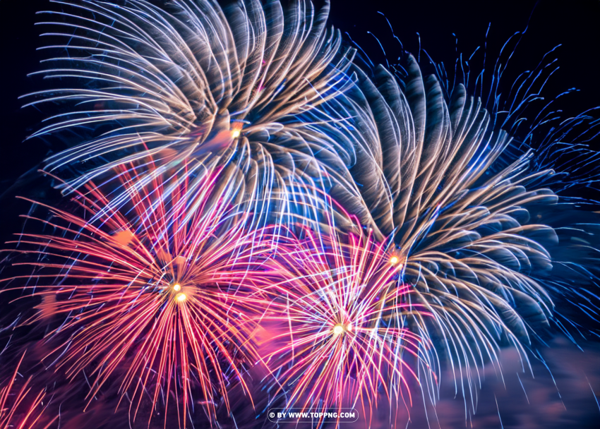 Sparkling Spectacle Colorful Firework Background in High Definition Isolated Subject on HighResolution Transparent PNG