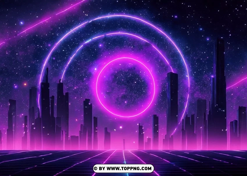 Starry Night Futurism in Ethereal Purple Neon City Wallpaper Flare PNG clipart with transparency - Image ID bb33e8af