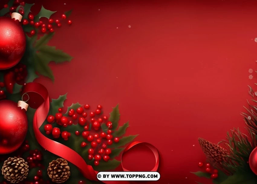 Traditional Xmas Red Banner Background Isolated Graphic on Clear PNG - Image ID 70c34471